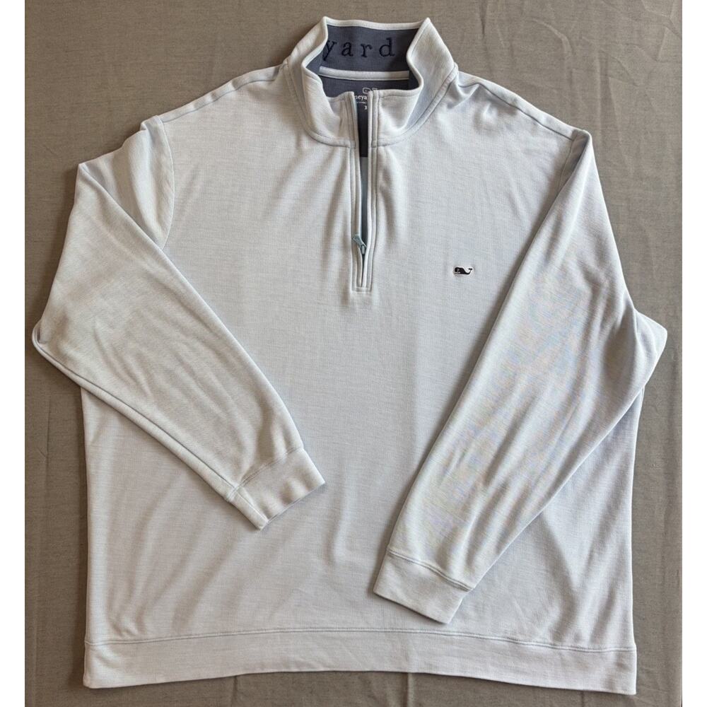 Vineyard Vines Performance Sweater Mens 3XB Big Light Blue Quarter Zip Pullover